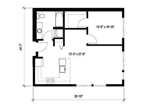 Stack House Apartments in Seattle, Washington 1x1 Floor Plan